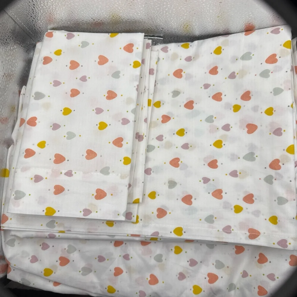 West Elm Mini Hearts Sheet Set Collection Twin Multi